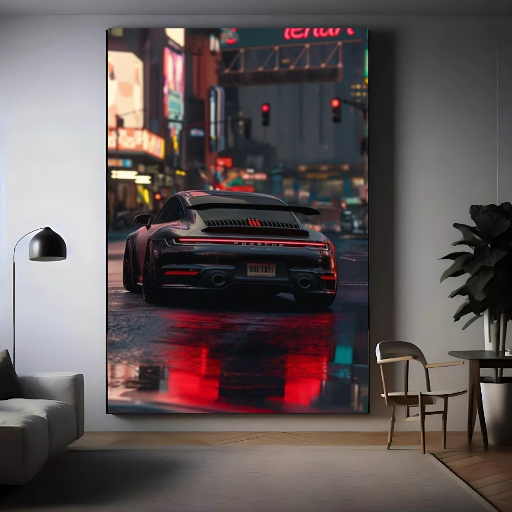 Quadro Decorativo Grande Carro Porshe Luxo 80x60cm Mosaico Sala Quarto Escritório em Oferta na Shopee