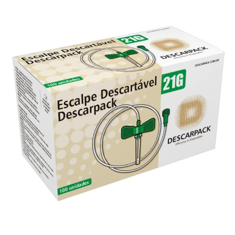 ESCALPE 21G VERDE CAIXA COM 100 UNIDADES