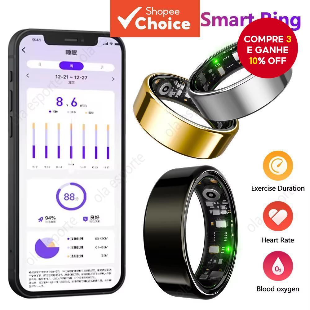 Nova moda anel inteligente para homens e mulheres, monitora o sono, frequência cardíaca, oxigênio no sangue, em Oferta na Shopee