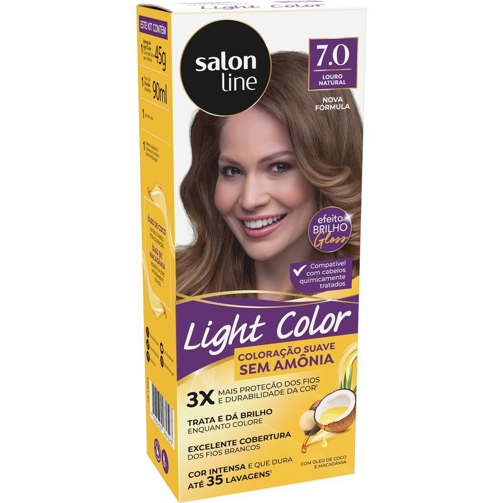 Coloração Suave Light 7.0 Color Louro Natural Salon Line em Oferta na Shopee