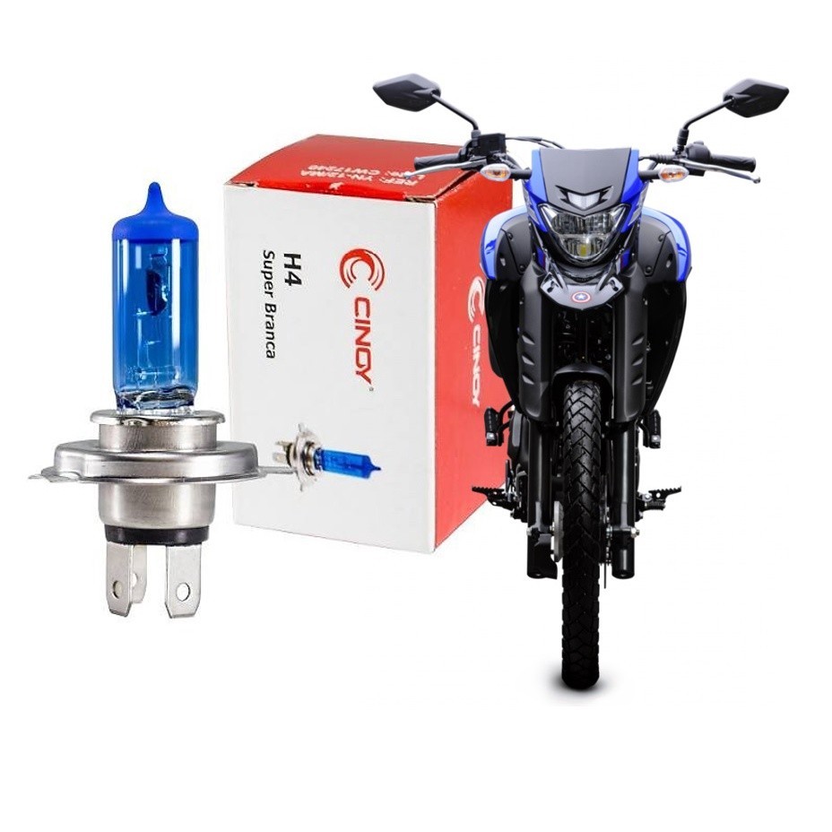 Lâmpada Moto H4 Super Branca 6000K 35W Efeito Xenon Cinoy Honda CG