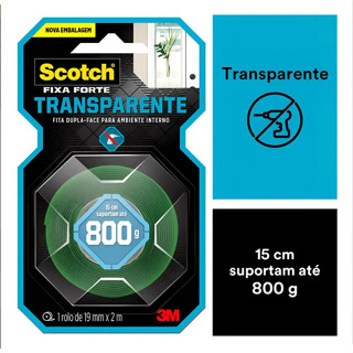 Fita Dupla Face Fixa Forte 800g Incolor 19mmx2mt Scotch 3m em Oferta na Shopee