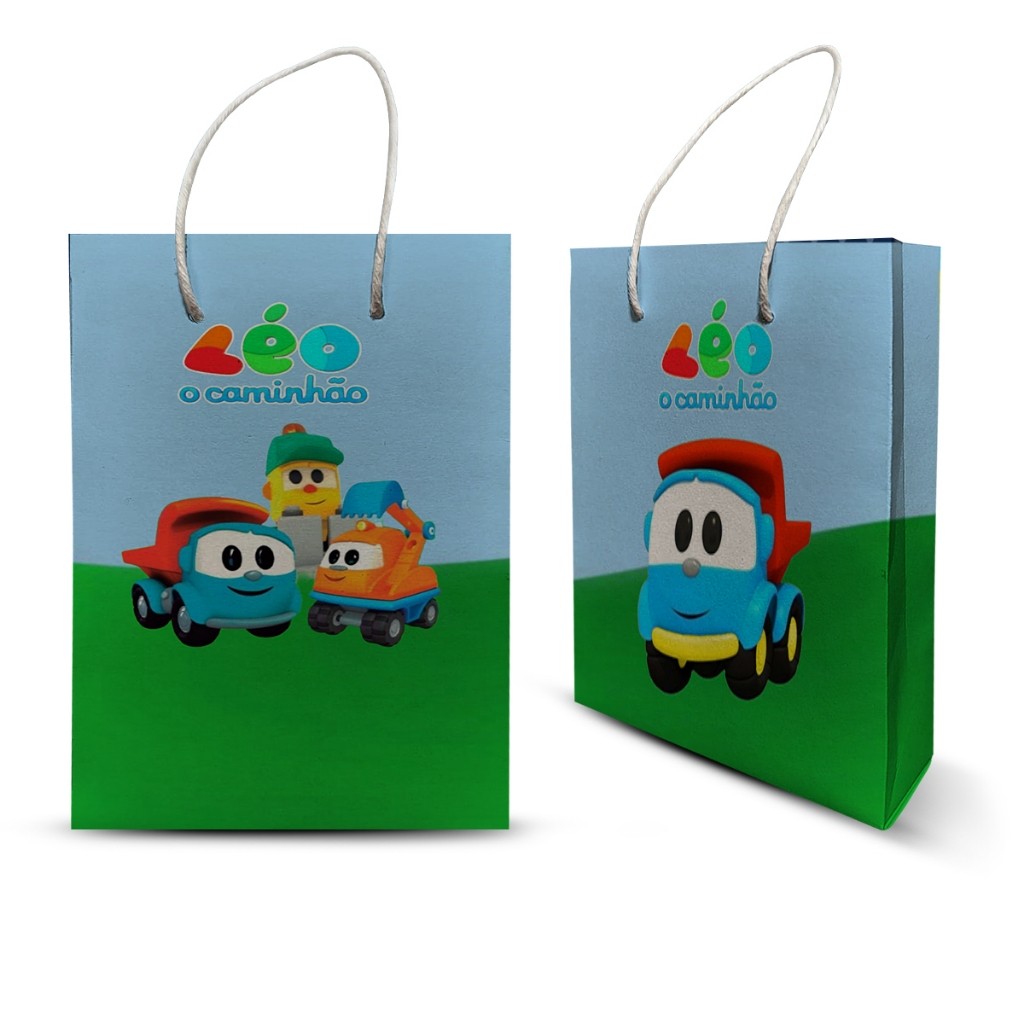 10 SACOLINHA PERSONALIZADA TEMA LÉO O CAMINHÃO  LEMBRANCINHA MILK DE FESTA