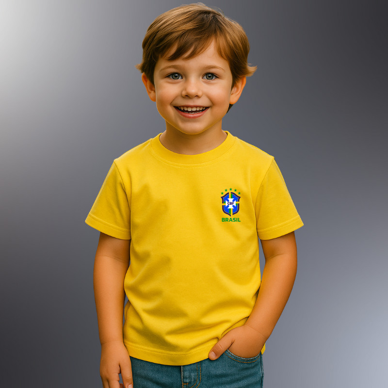 Camiseta  blusa Infantil Menino e Menina Camisa  Bandeira do Brasil. 100% Algodão Estampa Premium