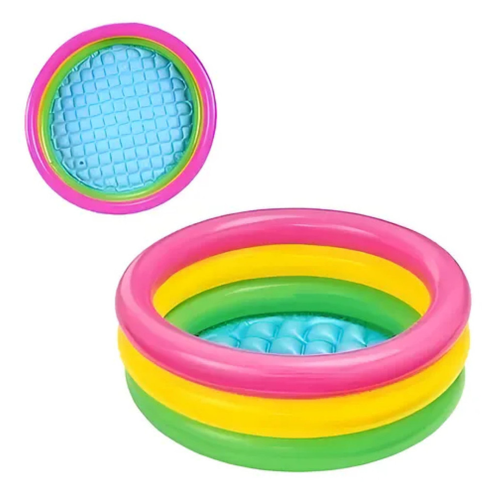 Piscina Inflável Redonda Infantil férias com as crianças Houme 168L Vinil Criança feliz no verão colorida  refrescante.!