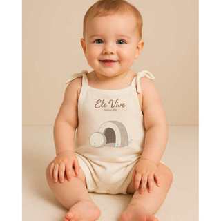 Macaquinho Infantil Bebê Unissex Páscoa Cristã Roupa Conforto Malha Algodão Leve Verão Ele Vive em Oferta na Shopee