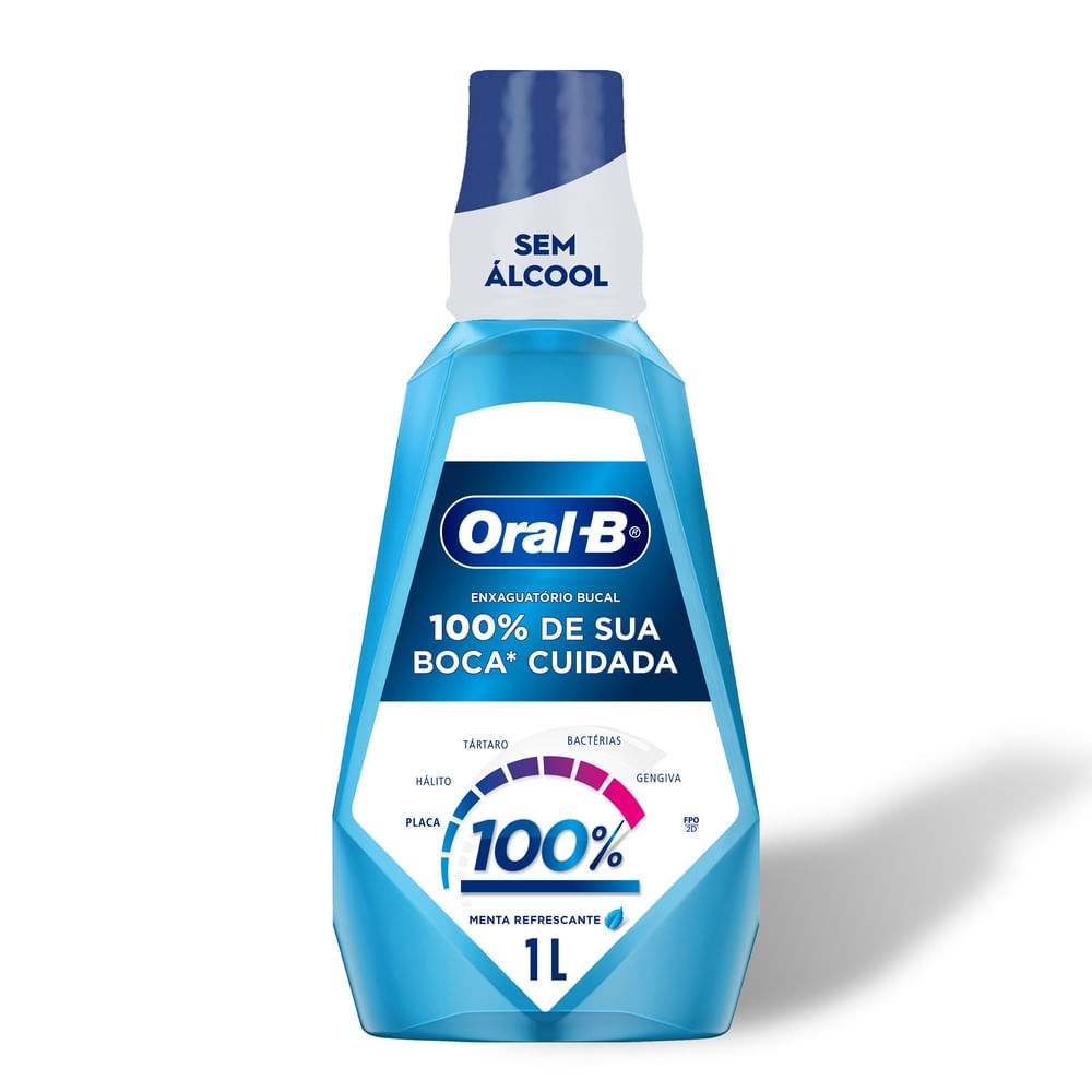 Enxaguante Bucal Oral-B 100% Sem Álcool Menta 1 Litro em Oferta na Shopee