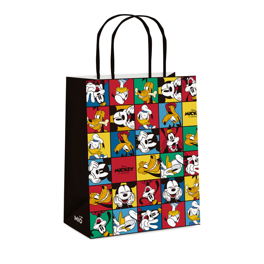 Sacola para Presente Mió Disney Mickey e Amigos Grande 2X26,5X13CM com 1 Unidade em Oferta na Shopee