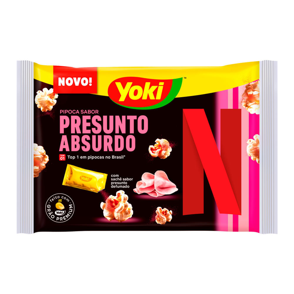 Pipoca de Micro Ondas Yoki Netflix Sabor Presunto Absurdo com Sachê Sabor Presunto Defumado 95g em Oferta na Shopee