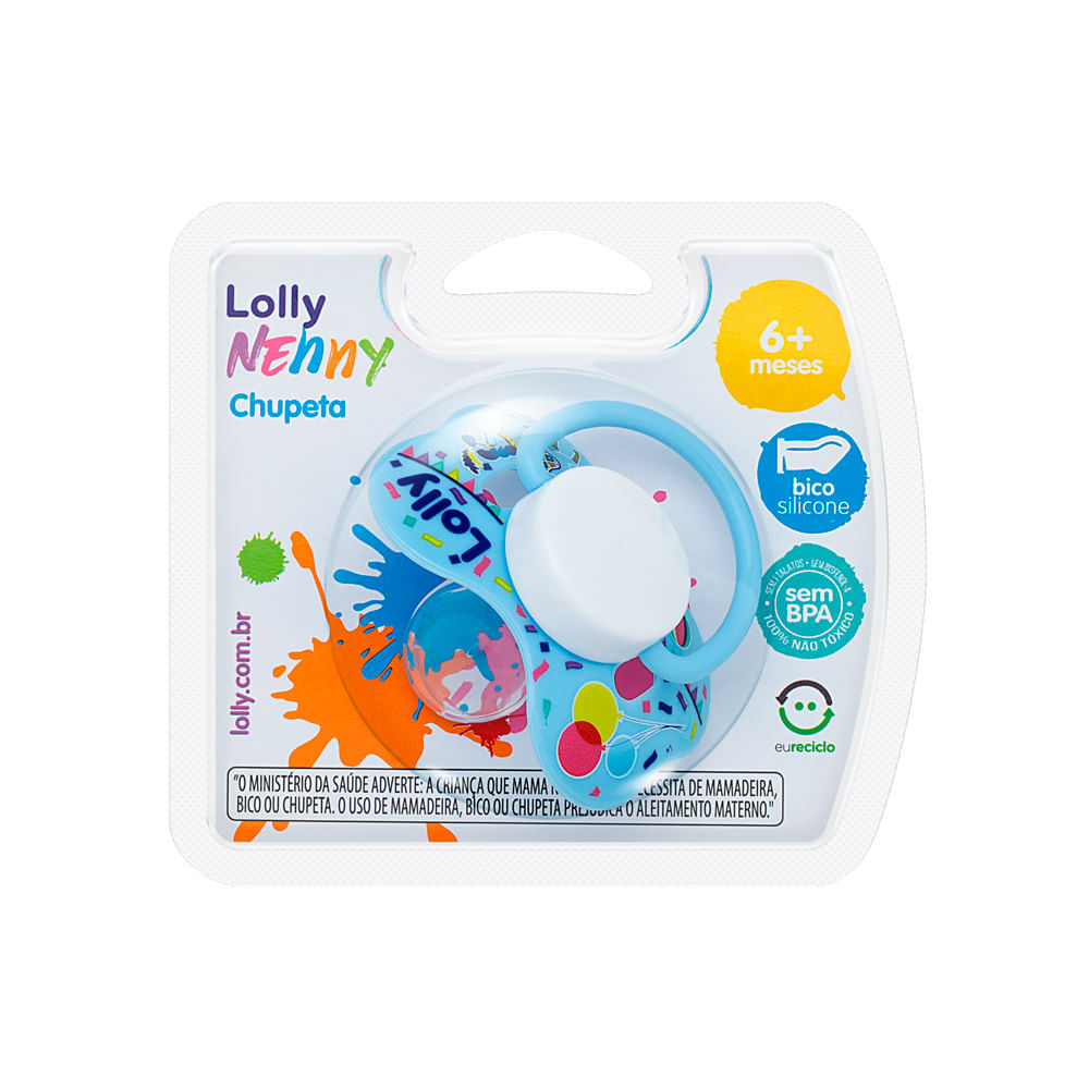 Chupeta Lolly Nenny Azul Bico de Silicone +6 Meses em Oferta na Shopee