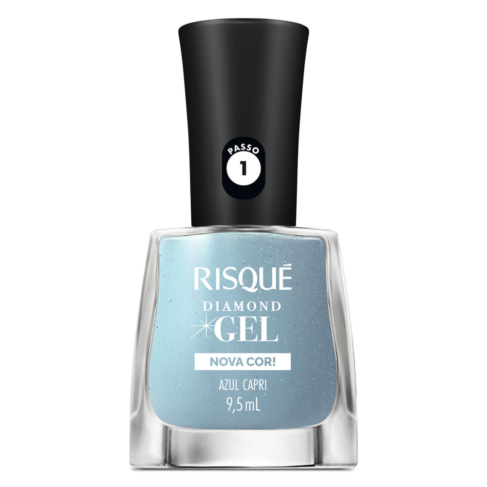 Esmalte Risqué Diamond Gel Nova Cor Azul Capri 9,5ml em Oferta na Shopee