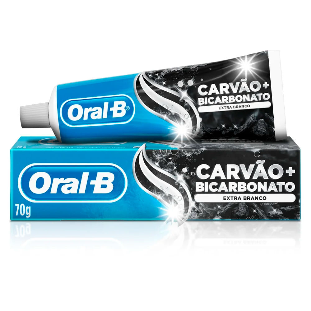 Creme Dental Oral B Carvão + Bicarbonato 70g em Oferta na Shopee