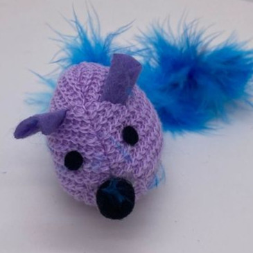 RATINHO PARA PET - COM RABO DE PENA, 13CM, CORES SORTIDAS