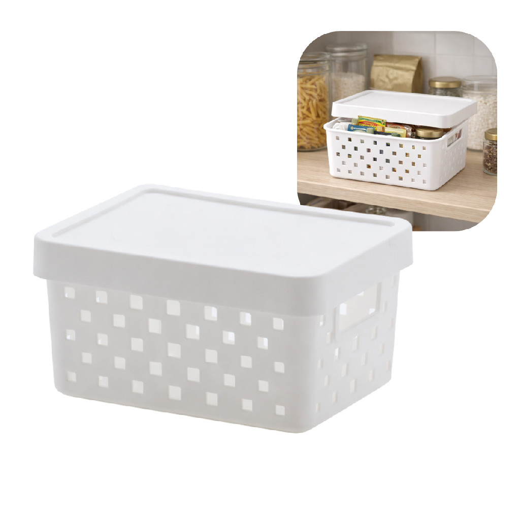 Cesto Organizador Porta Materiais Com Tampa Armário Closet Guarda Roupa Despensa Prateleira Cozinha Escritório Banheiro