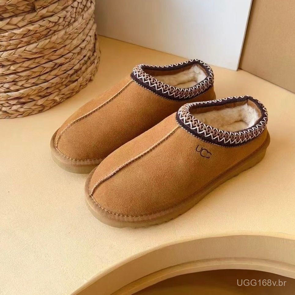 Botas de Neve Ugg de Sola Plana Homens e Mulheres, Calçados de Inverno em Algodão, Quentes e Grossas, Estilo Étnico