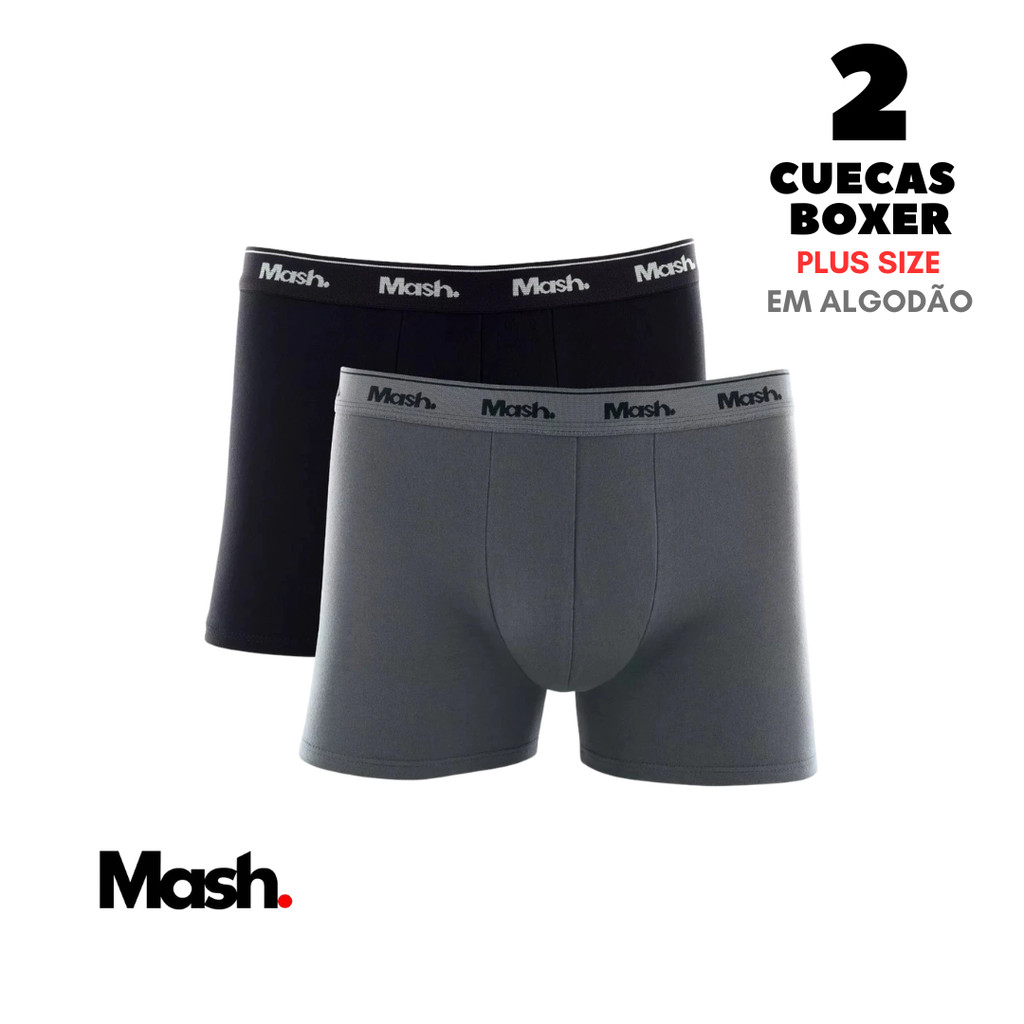 Kit 2 Cuecas Boxer PLUS SIZE Mash em Algodão Original 110.18