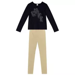 Conjunto infantil menina floral com strass Brandili