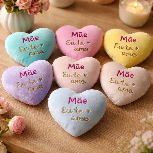 Coração De Pelúcia Dia Das Mães Eu Te Amo 15cm Fofinho para Cestas Presentes Personalizados em Oferta na Shopee