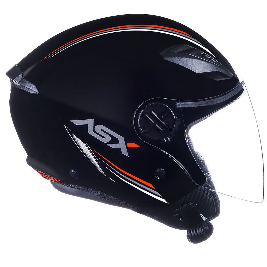 Capacete Moto Aberto Asx City Air Solid Preto Brilhante
