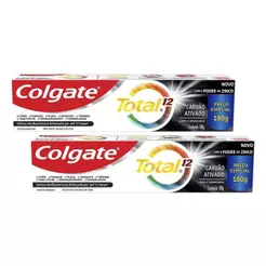 Kit 2 Cremes Dentais Colgate Total Carvão Ativado 180g
