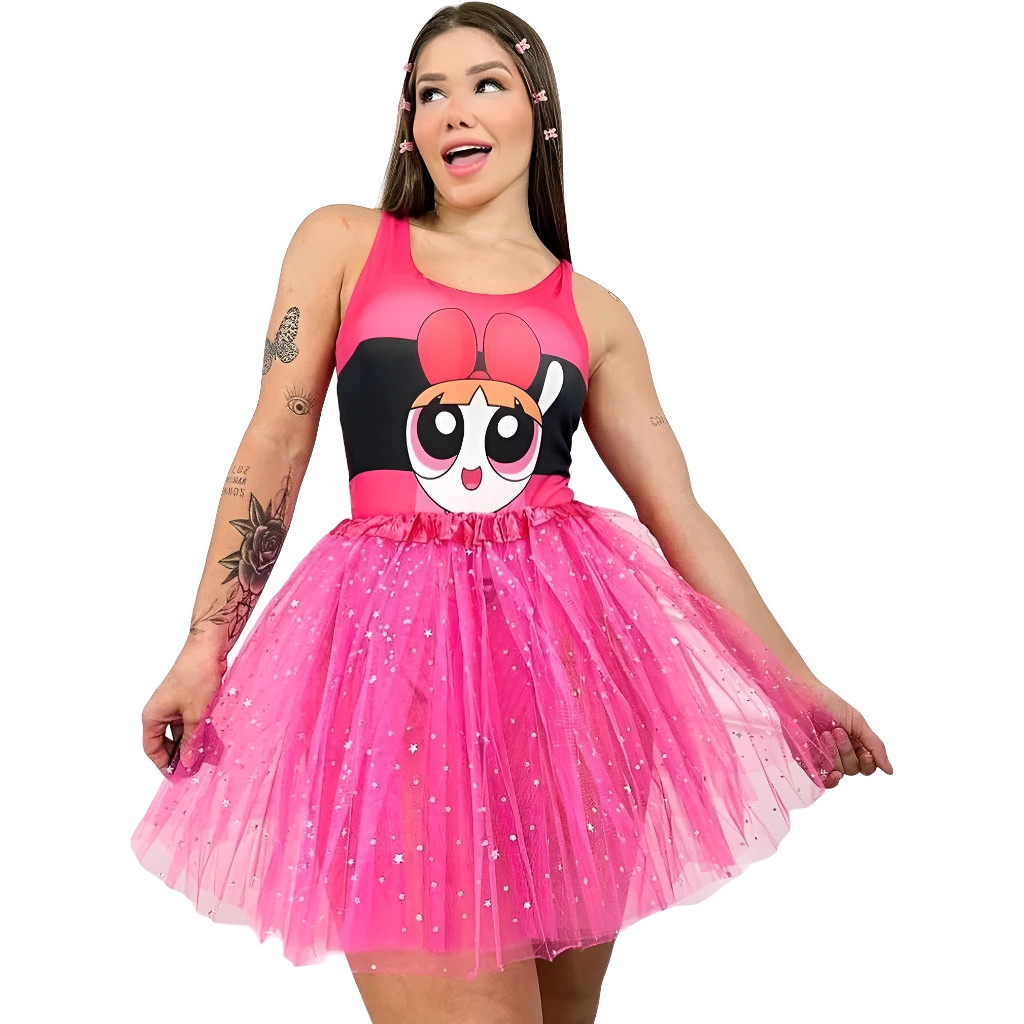 Kit 3 Conjunto Meninas Super Poderosas Body E Saia Tule