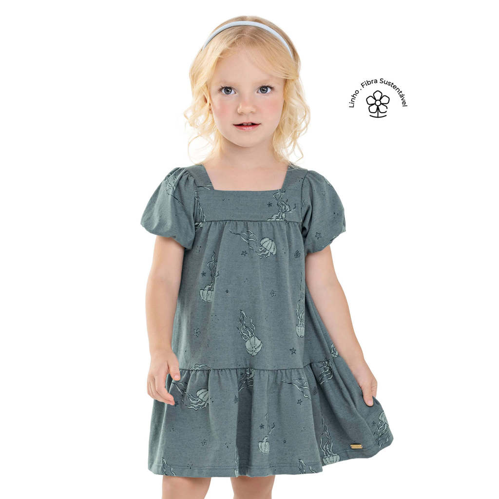 Vestido Infantil Menina Jellyfish Colorittá Azul