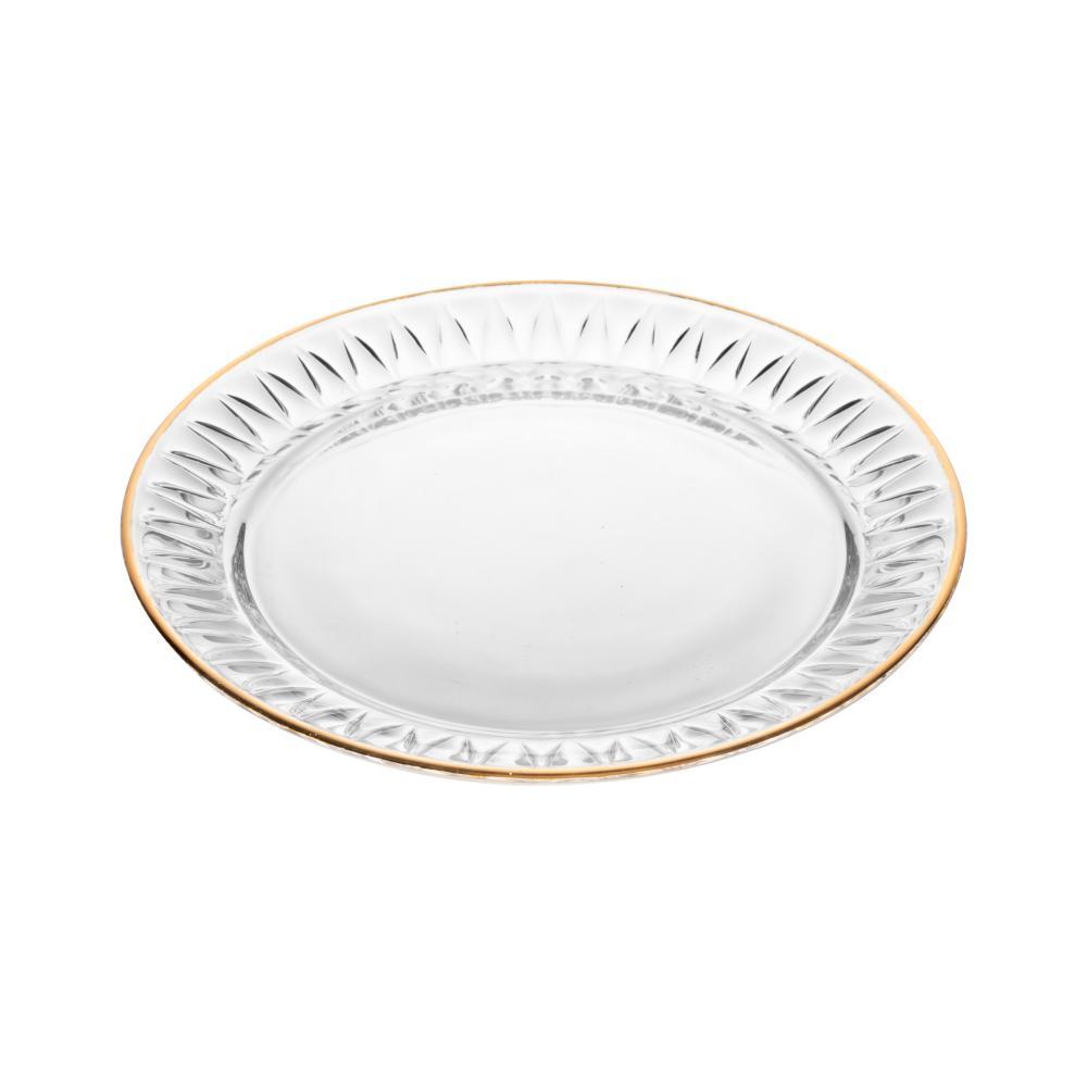 2 Pratos de Sobremesa com Fio de Ouro Radial 20cm Cristal
