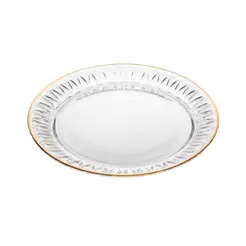 2 Pratos de Sobremesa com Fio de Ouro Radial 20cm Cristal