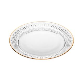 2 Pratos de Sobremesa com Fio de Ouro Radial 20cm Cristal