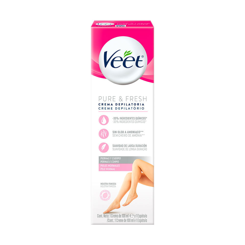 Creme Depilatório Veet  Pure & Fresh Pernas e Corpo Pele Normal 100ml em Oferta na Shopee