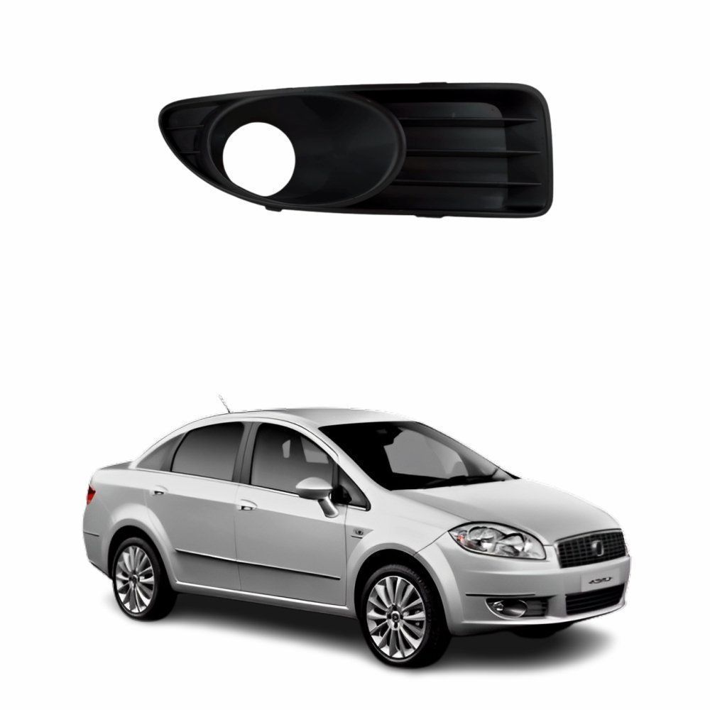 Grade Parachoque Fiat Linea 2009 até 2013 Preto Com Furo Lado Direito Passageiro