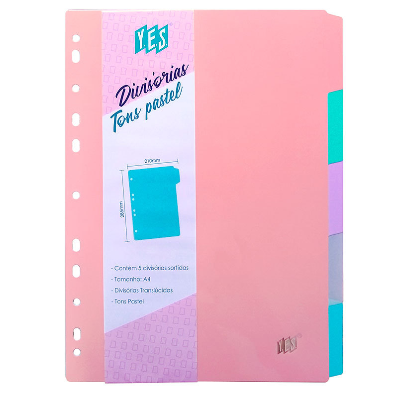 Divisória colorida A4 5 projeções 5TBES-SOR Yes em Oferta na Shopee