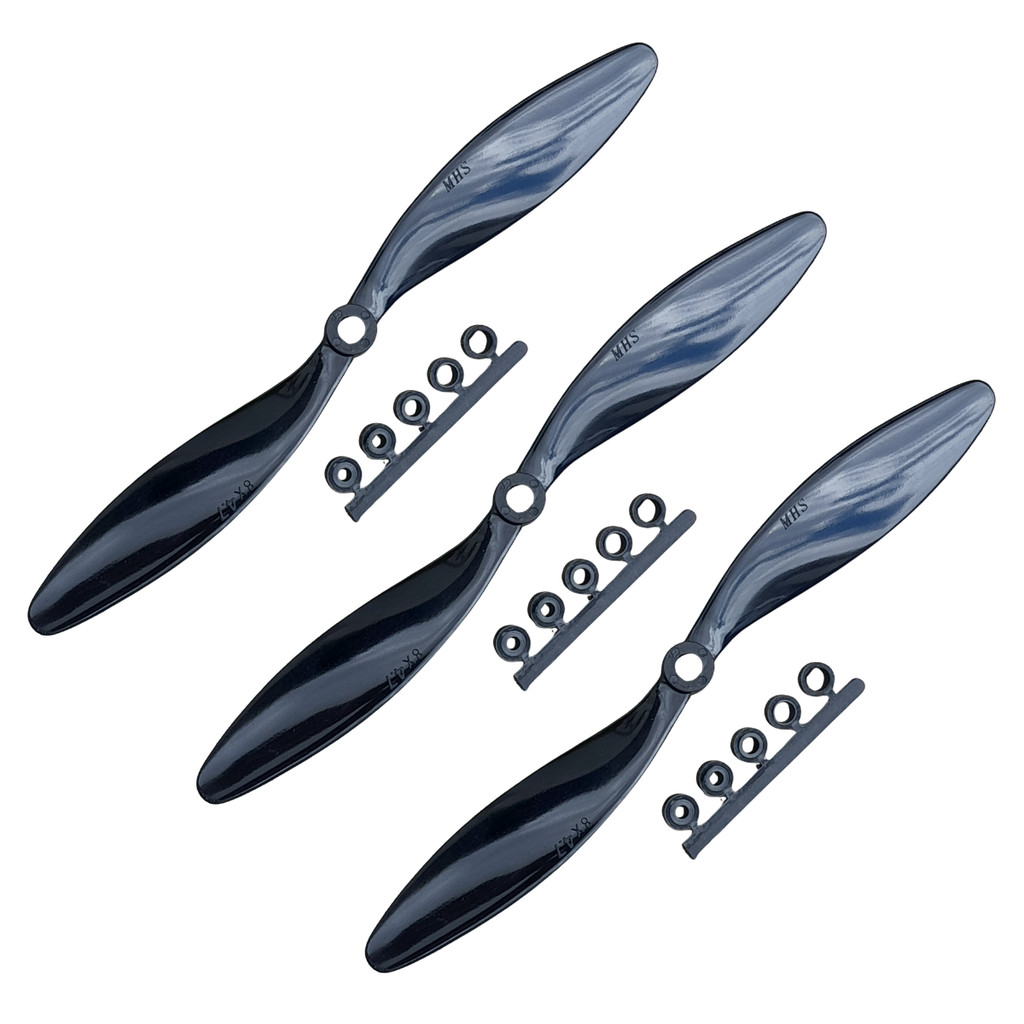 3 Hélice Para Aeromodelo Elétrico Mhs Fly 8/4.7 Para Motor entre 1400kv a 1700kv Slow Fly voo lento