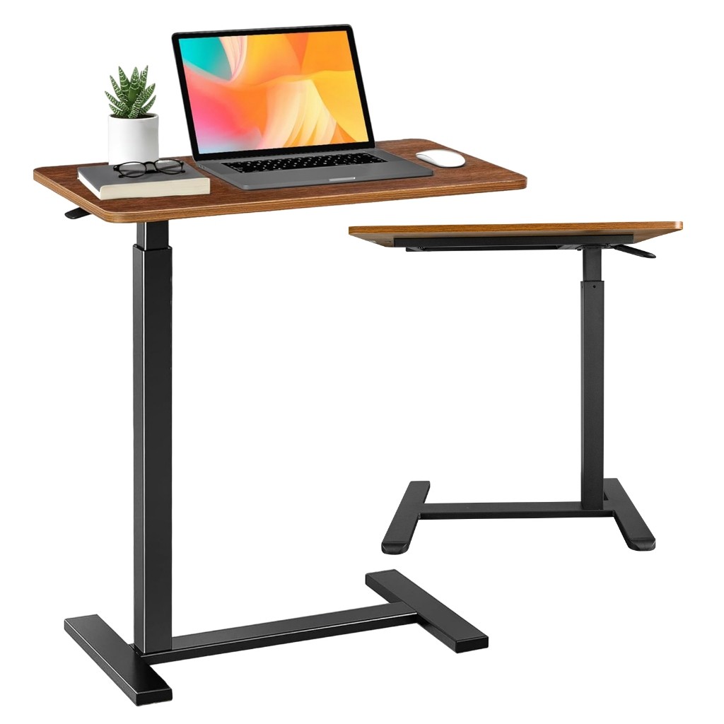 Mesa Dobrável para Computador 75-110cm com Ajuste Manual Mesa de Cabeceira Versátil Economiza Espaço