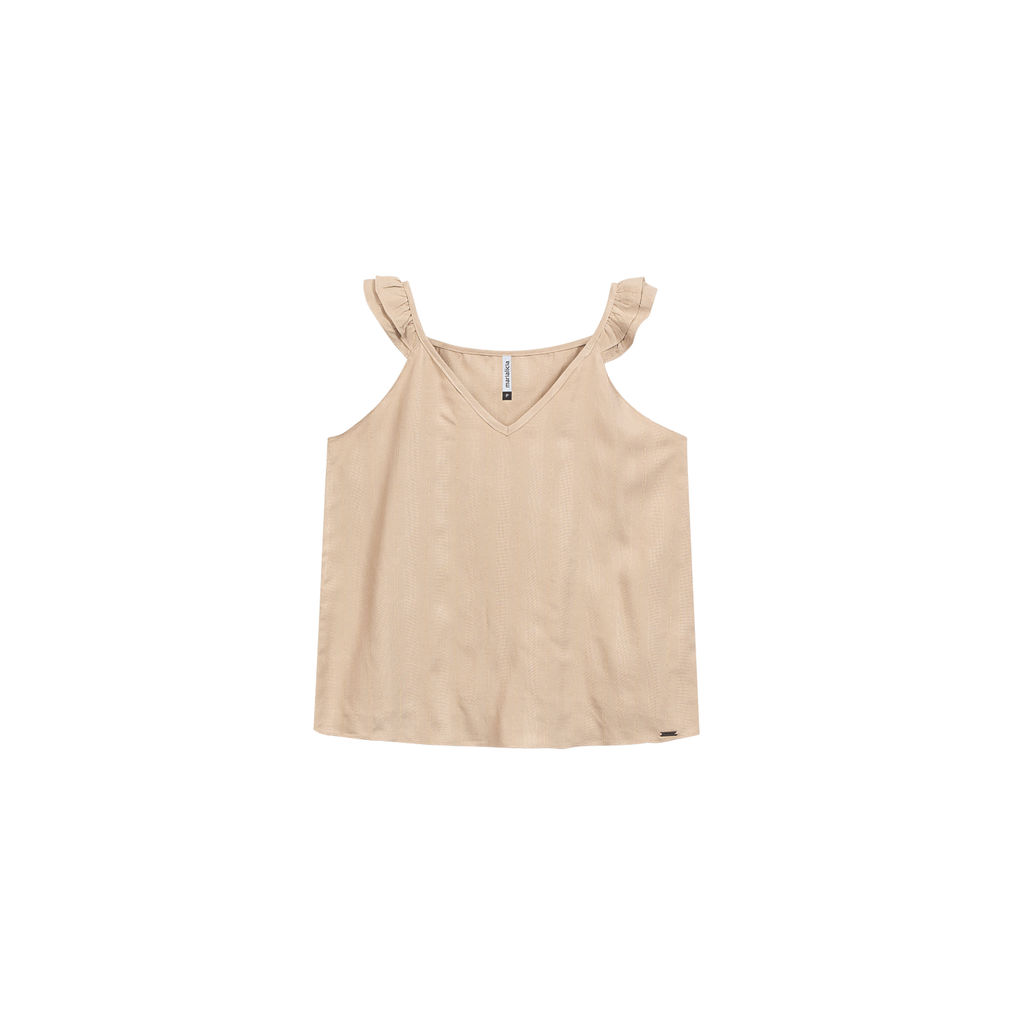 Regata Feminina Com Decote Marialícia Bege em Oferta na Shopee