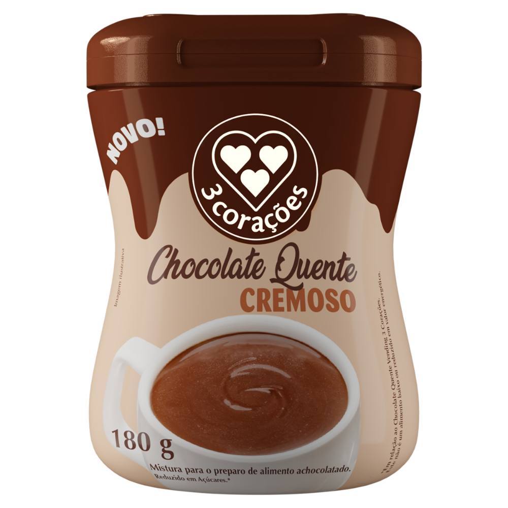 Chocolate Quente 3 Corações Cremoso em Pó 180g em Oferta na Shopee
