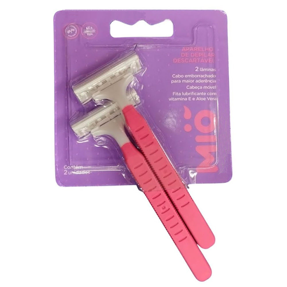 Aparelho de Depilar Mió Cabo Emborrachado 2 Lâminas com 2 Unidades em Oferta na Shopee