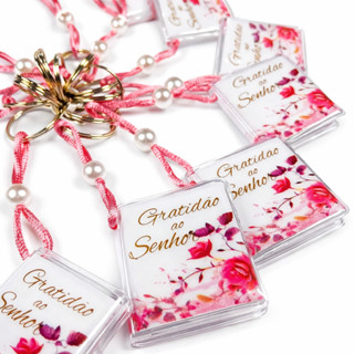 Chaveiro Evangélico Bíblia Gratidão ao Senhor com Pérola. Kit com 12 unidades. em Oferta na Shopee