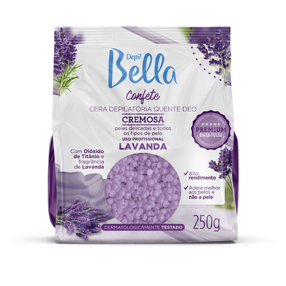Cera Depilatória Depil Bella Confete Lavanda 250g em Oferta na Shopee
