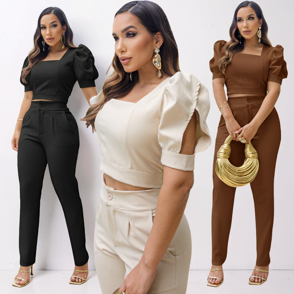 Conjunto Feminino Alfaitaria Social Elegante Trabalho Calça Manga Princesa Evangélica em Oferta na Shopee