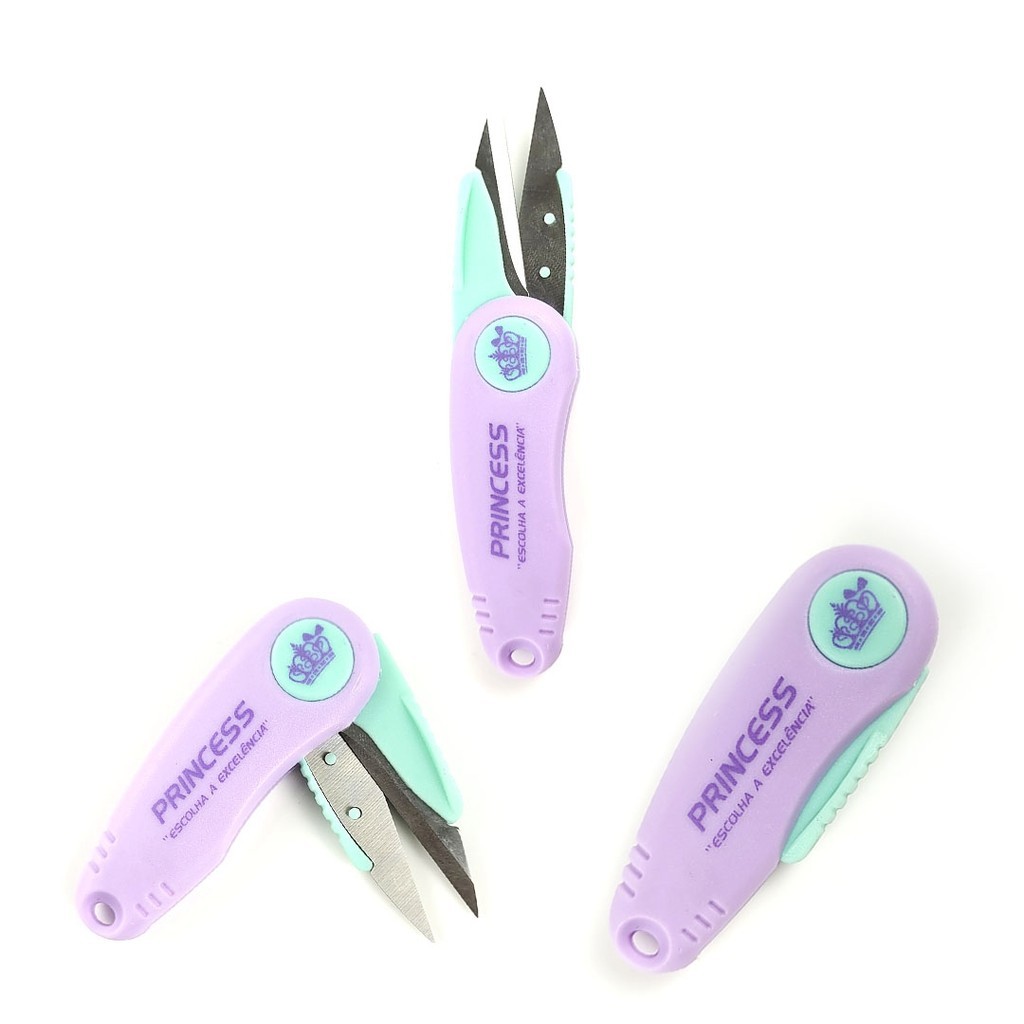 Tesoura de Arremate Dobrável 12cm Princess Lilás e Verde Costura Bordado Corte de Linha UT1073 em Oferta na Shopee