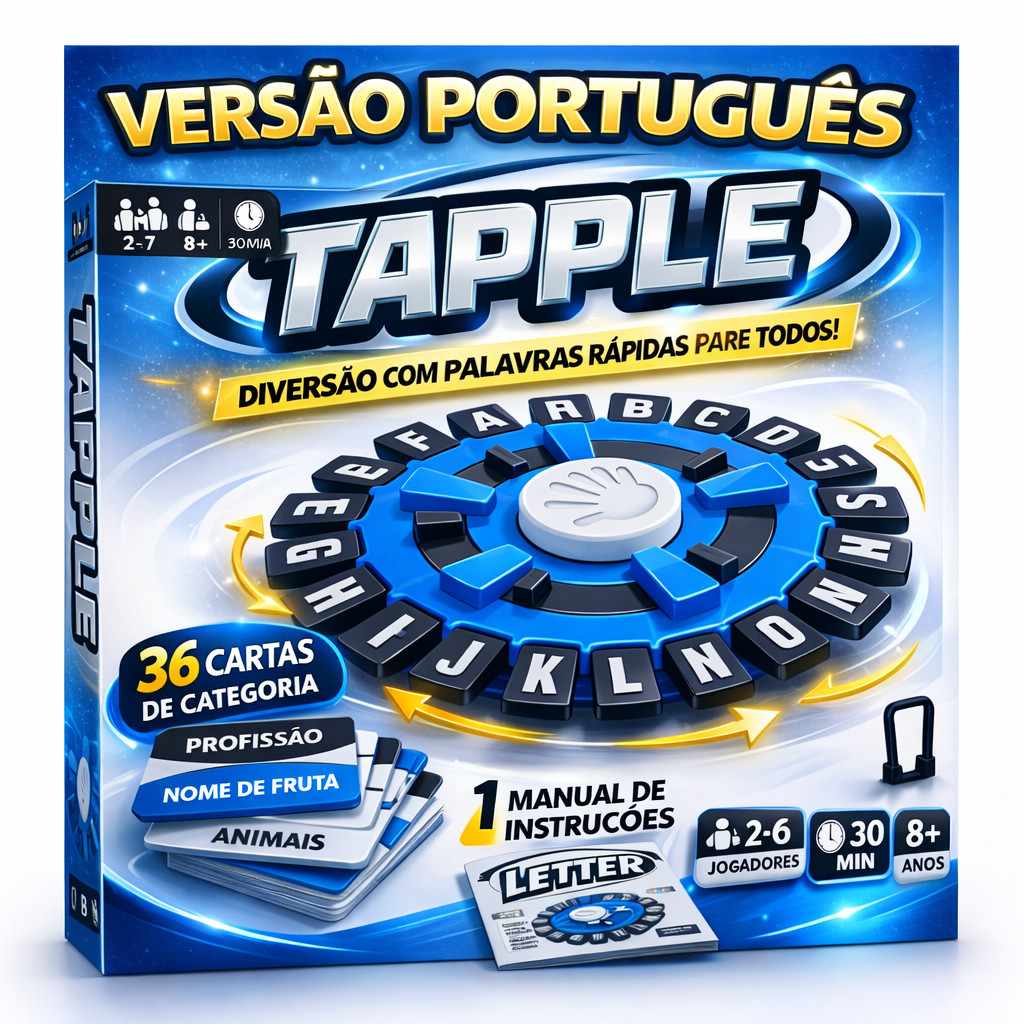 Tapple Jogo Rápido De Palavras Alfabeto Maluco Tabuleiro Educativo para Crianças Divertido Portugues