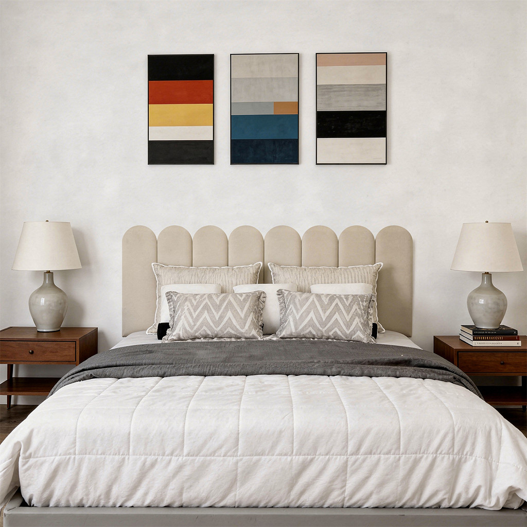 Cabeceira de Cama Casal King Nuvem 45x20cm Cabeceira de Cama Casal Box - 10 Placas