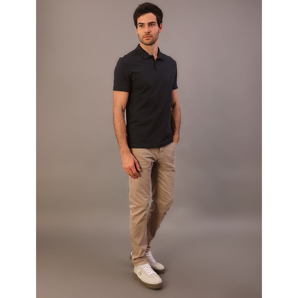 Polo Masculina Básica Slim Sem Friso Calvin Klein - Azul Marinho