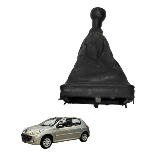 Manopla Do Cambio + Coifa Peugeot 207 2011 Original Prata