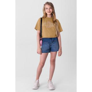 Blusa cropped em malha infantil menina Young Class Marrom em Oferta na Shopee