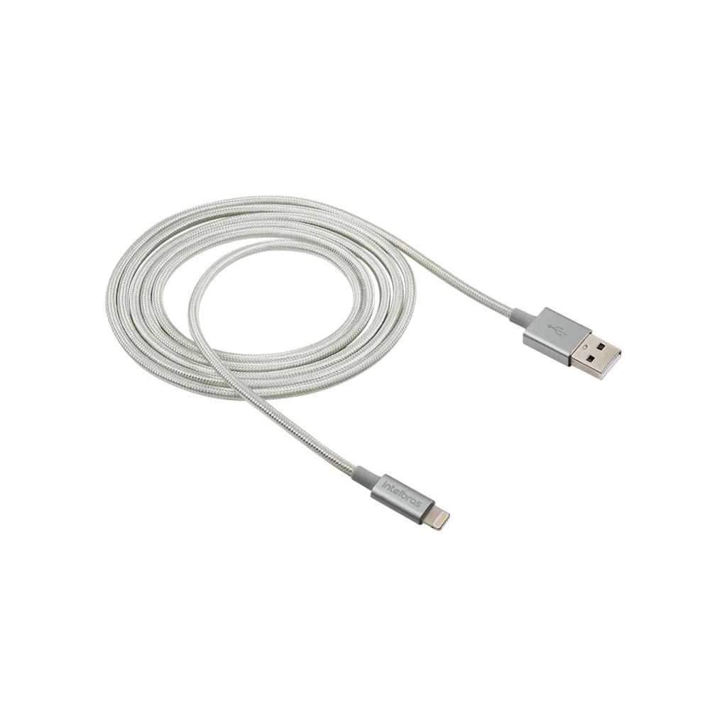 Cabo USB-A para Lightning de 1,5m em Nylon Branco EUAL 15NB Intelbras em Oferta na Shopee