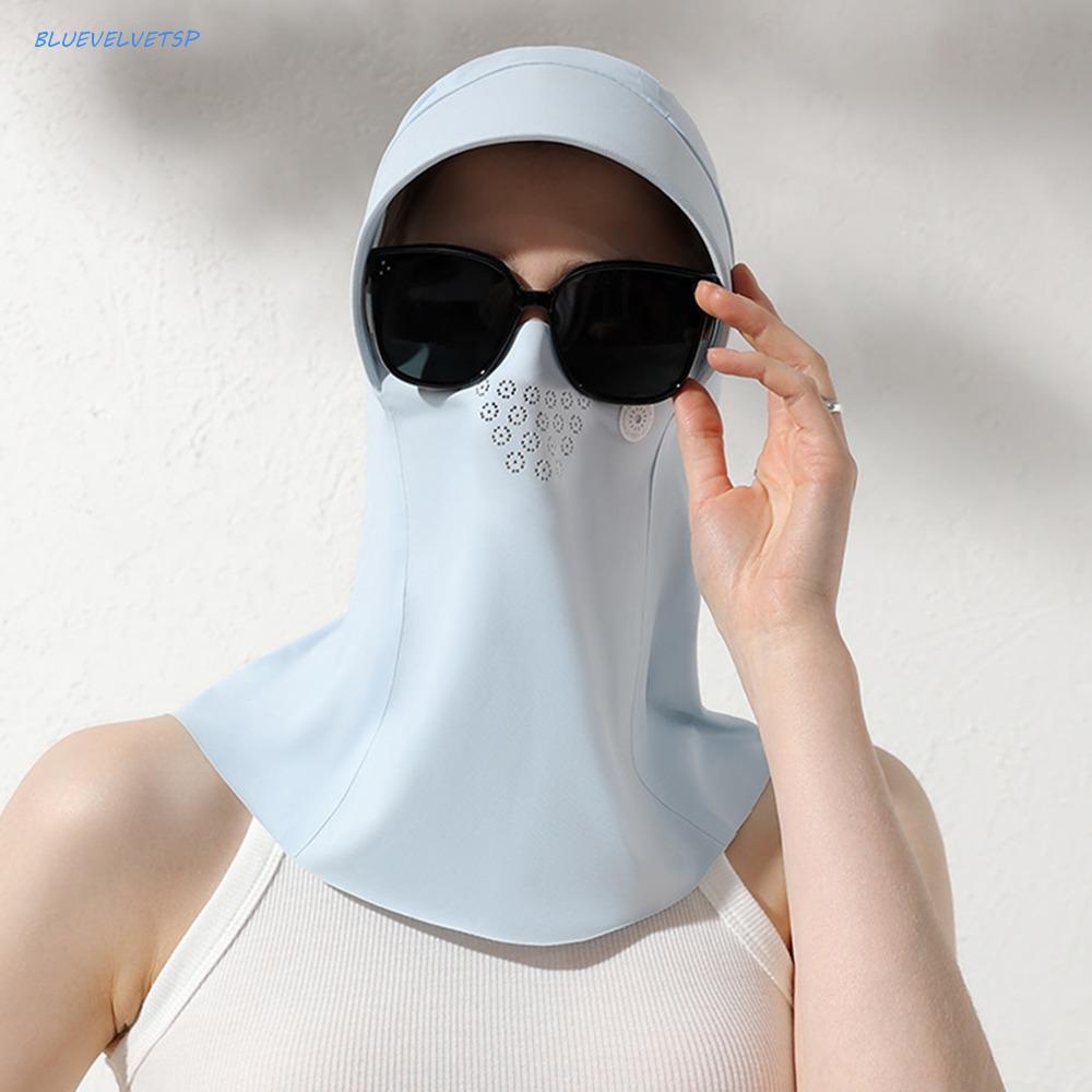 Chapéu De Viseira Facial Completa BLUEVELVETSP , Máscara De Proteção Solar Com UV Ajustável Seda Gelada Para