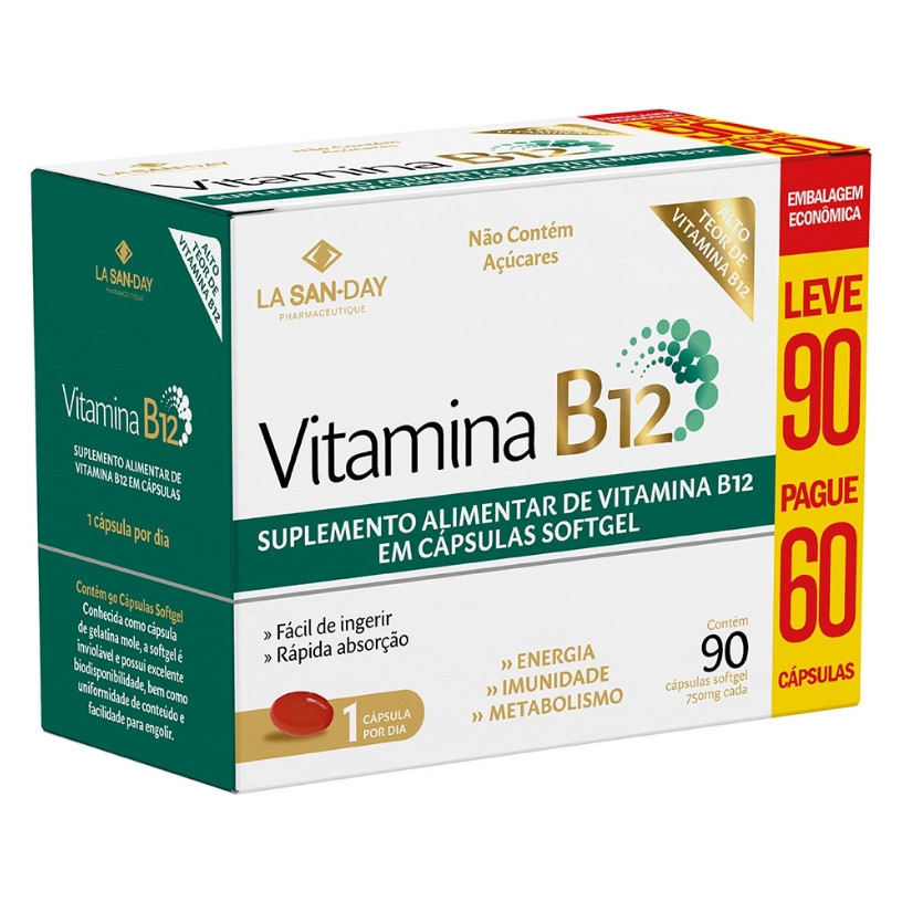 Vitamina B12 La San-Day 90 Cápsulas Metilcobalamina Energia Metabolismo Original