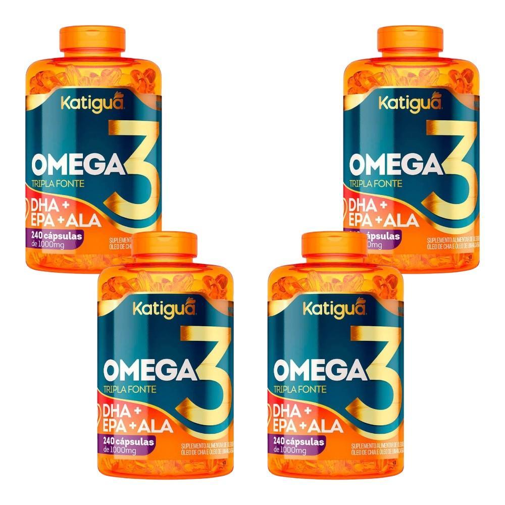 Kit Ômega 3 Tripla Fonte Katiguá Com 4 Potes De 240 Cápsulas Cada